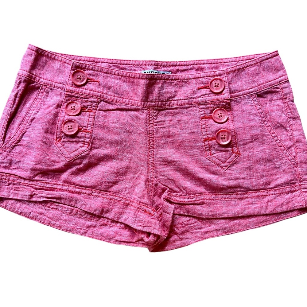 EUC - Express Women’s Linen Blend 2 Inch Sailor Shorts - Size 0, Salmon Linen